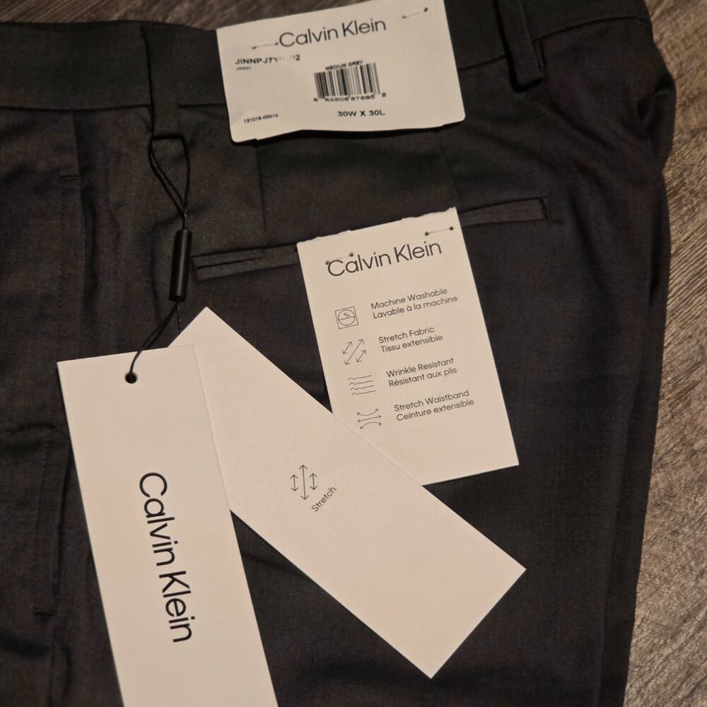 NWT Calvin Klein Men's 30x30 Medium Grey Stretch Dress Pants - Picture 5 of 6
